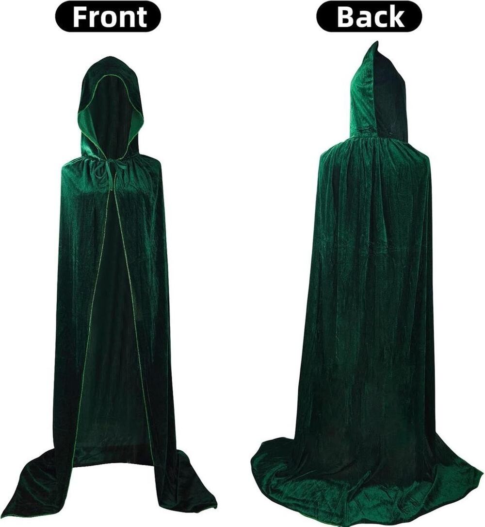 ROMASA Hooded Velvet Cape,Adult Full Length Cloak Costume Large
